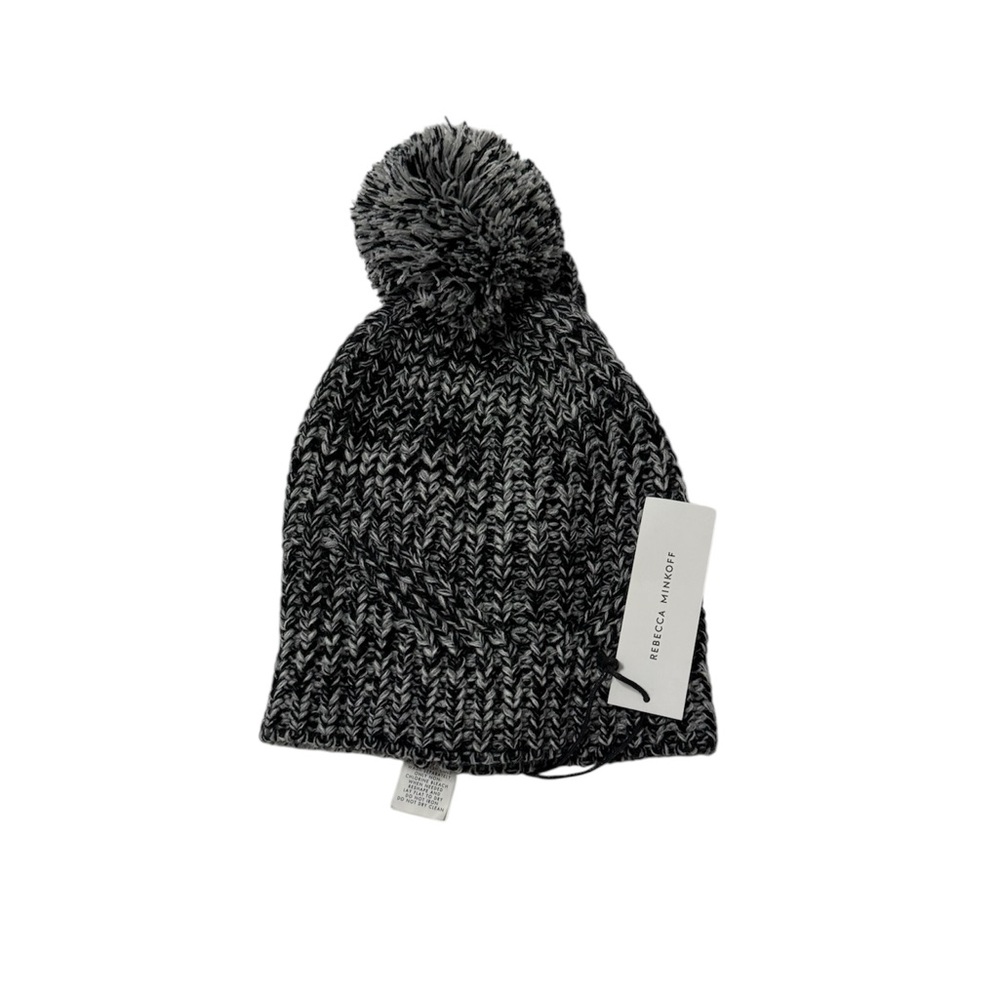 Rebecca Minkoff Charcoal Knit Pom-Pom Hat